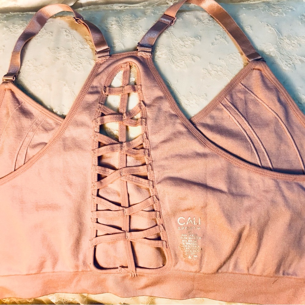 Modern Pink Sports Bra with Criss-Cross Design